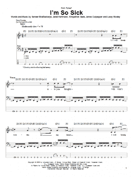 page one of I'm So Sick (Bass Guitar Tab)