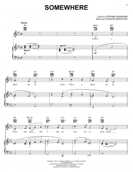 page one of Somewhere (from West Side Story) (Piano, Vocal & Guitar Chords (Right-Hand Melody))
