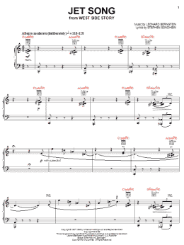 page one of Jet Song (from West Side Story) (Piano, Vocal & Guitar Chords (Right-Hand Melody))