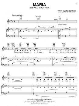 page one of Maria (from West Side Story) (Piano, Vocal & Guitar Chords (Right-Hand Melody))