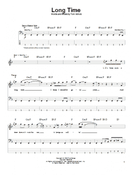 page one of Long Time (Bass Guitar Tab)