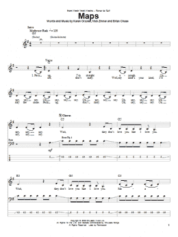 page one of Maps (Bass Guitar Tab)