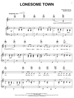 page one of Lonesome Town (Piano, Vocal & Guitar Chords (Right-Hand Melody))