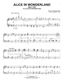 page one of Alice In Wonderland (Piano Solo)