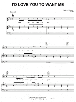 page one of I'd Love You To Want Me (Piano, Vocal & Guitar Chords (Right-Hand Melody))