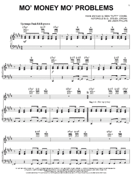 page one of Mo' Money Mo' Problems (Piano, Vocal & Guitar Chords (Right-Hand Melody))