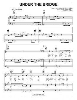 page one of Under The Bridge (Piano, Vocal & Guitar Chords (Right-Hand Melody))