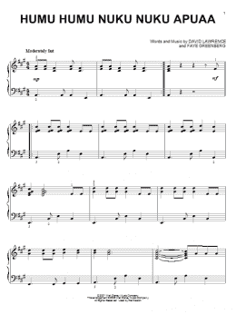 page one of Humu Humu Nuku Nuku Apuaa (Piano Solo)