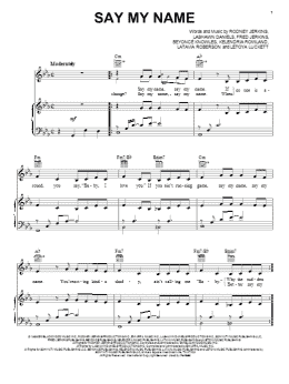 page one of Say My Name (Piano, Vocal & Guitar Chords (Right-Hand Melody))