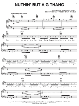 page one of Nuthin' But A G Thang (Piano, Vocal & Guitar Chords (Right-Hand Melody))