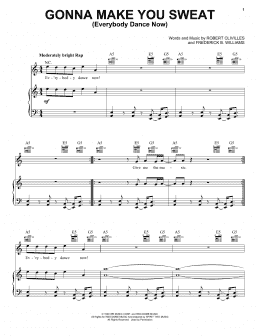 page one of Gonna Make You Sweat (Everybody Dance Now) (Piano, Vocal & Guitar Chords (Right-Hand Melody))