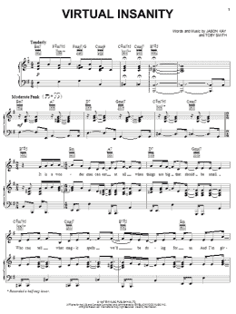 page one of Virtual Insanity (Piano, Vocal & Guitar Chords (Right-Hand Melody))