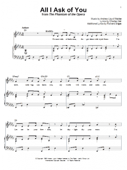 page one of All I Ask Of You (from The Phantom Of The Opera) (Piano & Vocal)