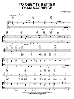 page one of To Obey Is Better Than Sacrifice (Piano, Vocal & Guitar Chords (Right-Hand Melody))