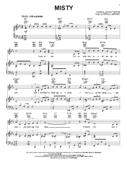 page one of Misty (Piano, Vocal & Guitar Chords (Right-Hand Melody))