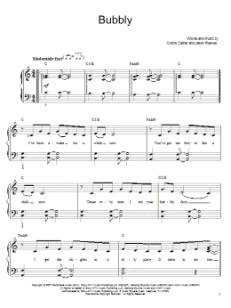 page one of Bubbly (Easy Piano)
