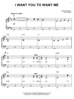 page one of I Want You To Want Me (Easy Piano)