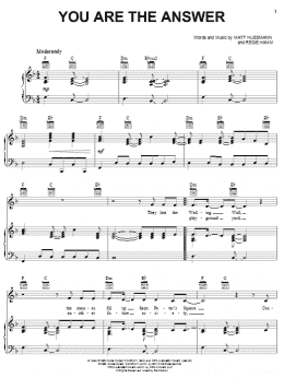 page one of You Are The Answer (Piano, Vocal & Guitar Chords (Right-Hand Melody))