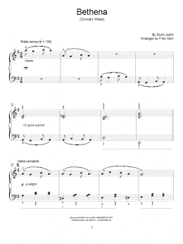 page one of Bethena, Ragtime Waltz (Educational Piano)