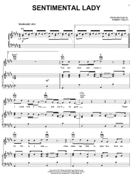page one of Sentimental Lady (Piano, Vocal & Guitar Chords (Right-Hand Melody))