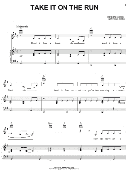 page one of Take It On The Run (Piano, Vocal & Guitar Chords (Right-Hand Melody))