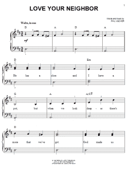 page one of Love Your Neighbor (Easy Piano)