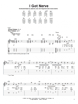 page one of I Got Nerve (Easy Guitar Tab)