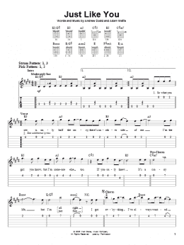 page one of Just Like You (Easy Guitar Tab)