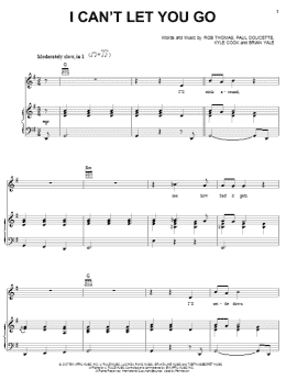 page one of I Can't Let You Go (Piano, Vocal & Guitar Chords (Right-Hand Melody))