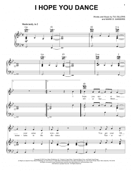page one of I Hope You Dance (Piano, Vocal & Guitar Chords (Right-Hand Melody))