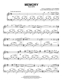 page one of Memory (from Cats) (Piano Solo)