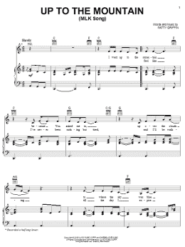page one of Up To The Mountain (MLK Song) (Piano, Vocal & Guitar Chords (Right-Hand Melody))