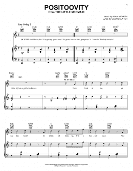 page one of Positoovity (from The Little Mermaid: A Broadway Musical) (Piano, Vocal & Guitar Chords (Right-Hand Melody))