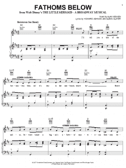 page one of Fathoms Below (from The Little Mermaid: A Broadway Musical) (Piano, Vocal & Guitar Chords (Right-Hand Melody))