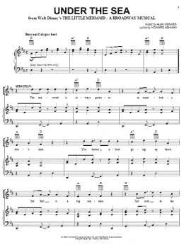 page one of Under The Sea (from The Little Mermaid: A Broadway Musical) (Piano, Vocal & Guitar Chords (Right-Hand Melody))