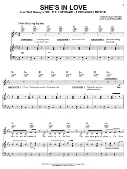 page one of She's In Love (from The Little Mermaid: A Broadway Musical) (Piano, Vocal & Guitar Chords (Right-Hand Melody))