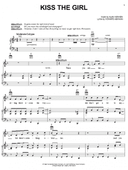 page one of Kiss The Girl (from The Little Mermaid: A Broadway Musical) (Piano, Vocal & Guitar Chords (Right-Hand Melody))