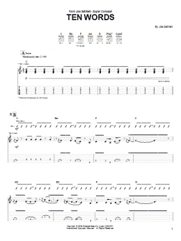 page one of Ten Words (Guitar Tab)