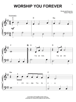 page one of Worship You Forever (Big Note Piano)