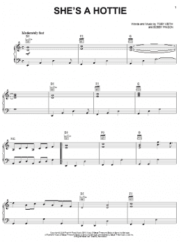 page one of She's A Hottie (Piano, Vocal & Guitar Chords (Right-Hand Melody))