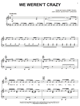 page one of We Weren't Crazy (Piano, Vocal & Guitar Chords (Right-Hand Melody))
