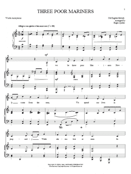 page one of Three Poor Mariners (Piano & Vocal)