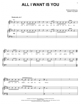 page one of All I Want Is You (Piano, Vocal & Guitar Chords (Right-Hand Melody))