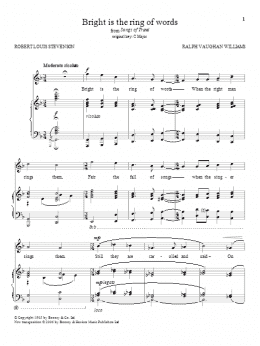 page one of Bright Is The Ring Of Words (Piano & Vocal)
