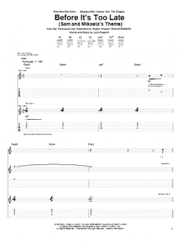 page one of Before It's Too Late (Sam And Mikaela's Theme) (Guitar Tab)