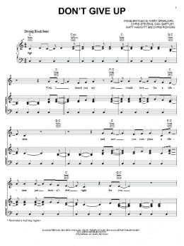 page one of Don't Give Up (Piano, Vocal & Guitar Chords (Right-Hand Melody))