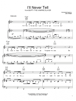 page one of I'll Never Tell (Piano, Vocal & Guitar Chords (Right-Hand Melody))