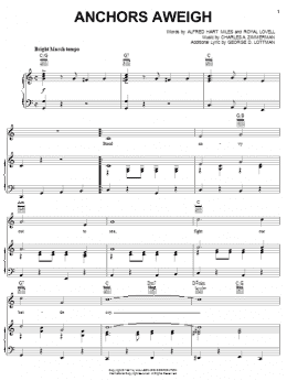 page one of Anchors Aweigh (Piano, Vocal & Guitar Chords (Right-Hand Melody))