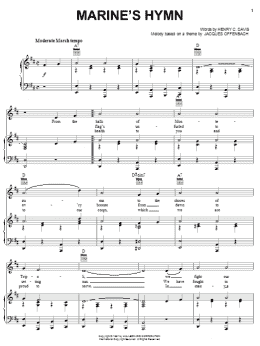 page one of Marine's Hymn (Piano, Vocal & Guitar Chords (Right-Hand Melody))