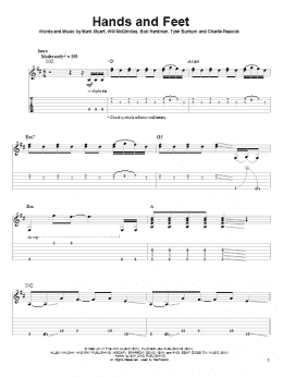 page one of Hands And Feet (Guitar Tab (Single Guitar))